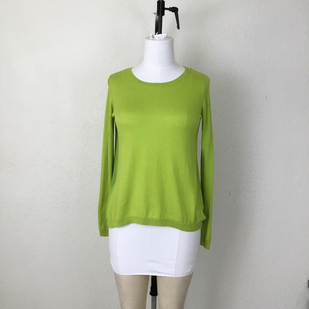 Kenneth Cole Women’s Sweater Size M Cotton Bland Limegreen Long Sleeve